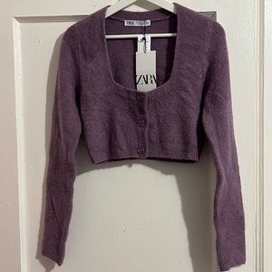 Purple cardigan